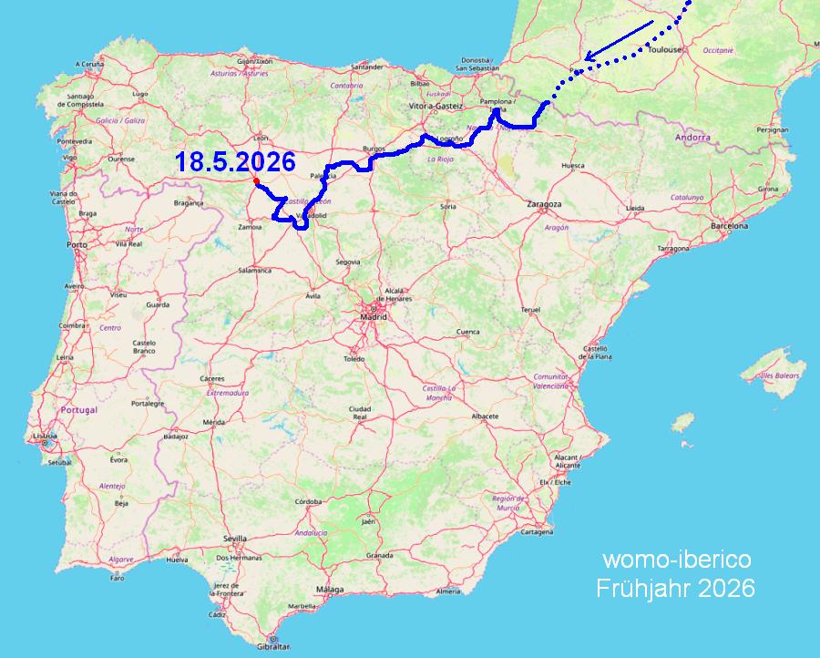 Reiseverlauf Frühjahr 2026 map