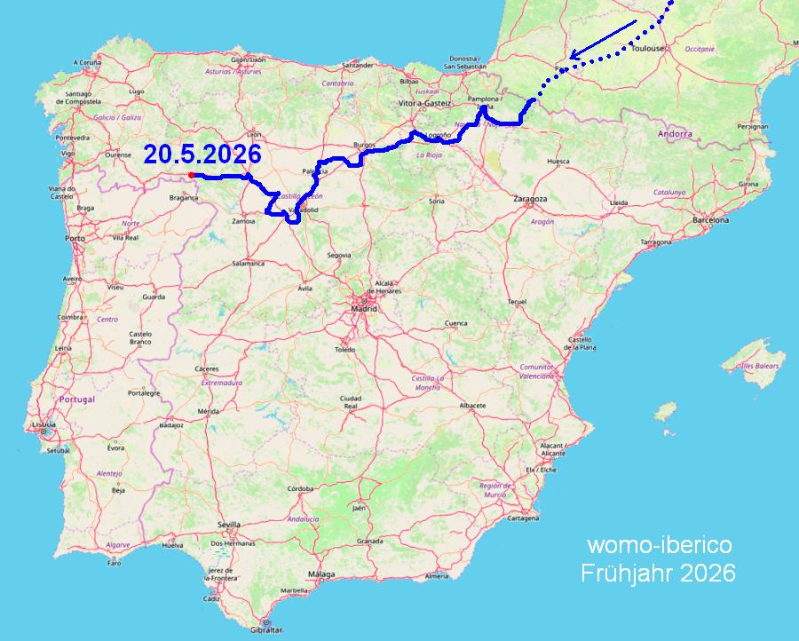 Reiseverlauf Frühjahr 2026 map