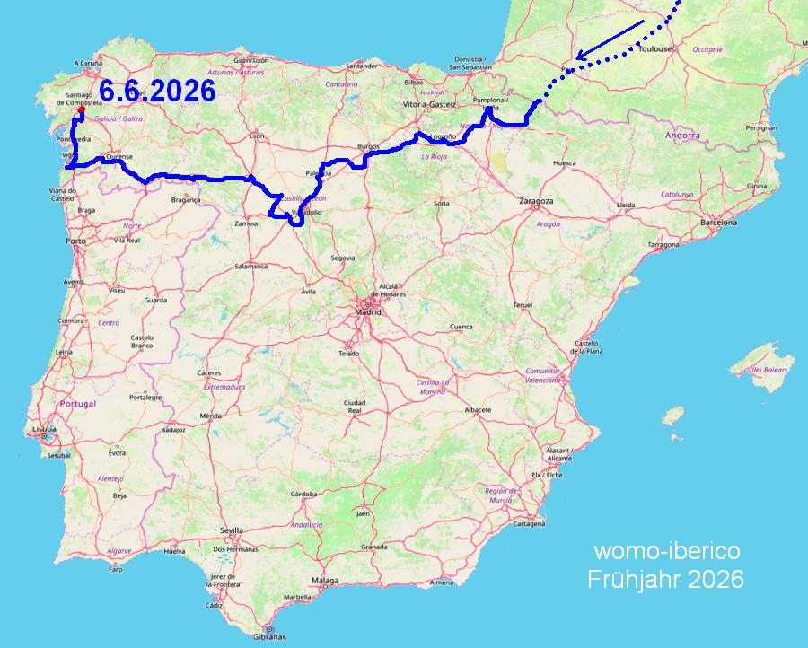 Reiseverlauf Frühjahr 2026 map